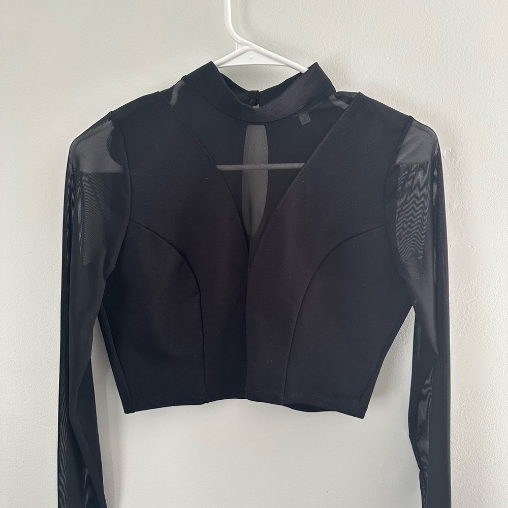 Elegant Black Sheer Sleeve Top